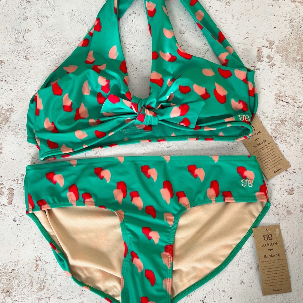 NWT Albion Swim Set - Bungalow Green Top Knot and Hipster Bottoms